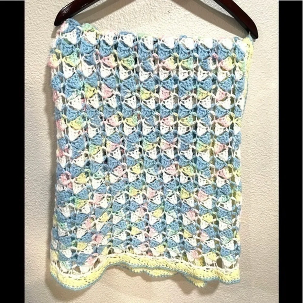 HANDMADE granny Crochet baby blanket multicolor knitted